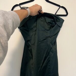 Shimmer Satin Tube Dress (Green) - Size 6